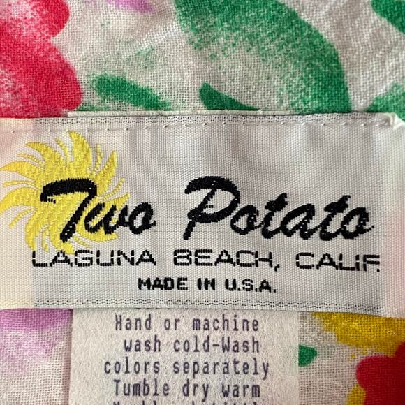 Vtg 80s 90s NOS Two Potato Watercolor Floral Tiered Muumuu Dress XS Granny Chic - Picture 14 of 16